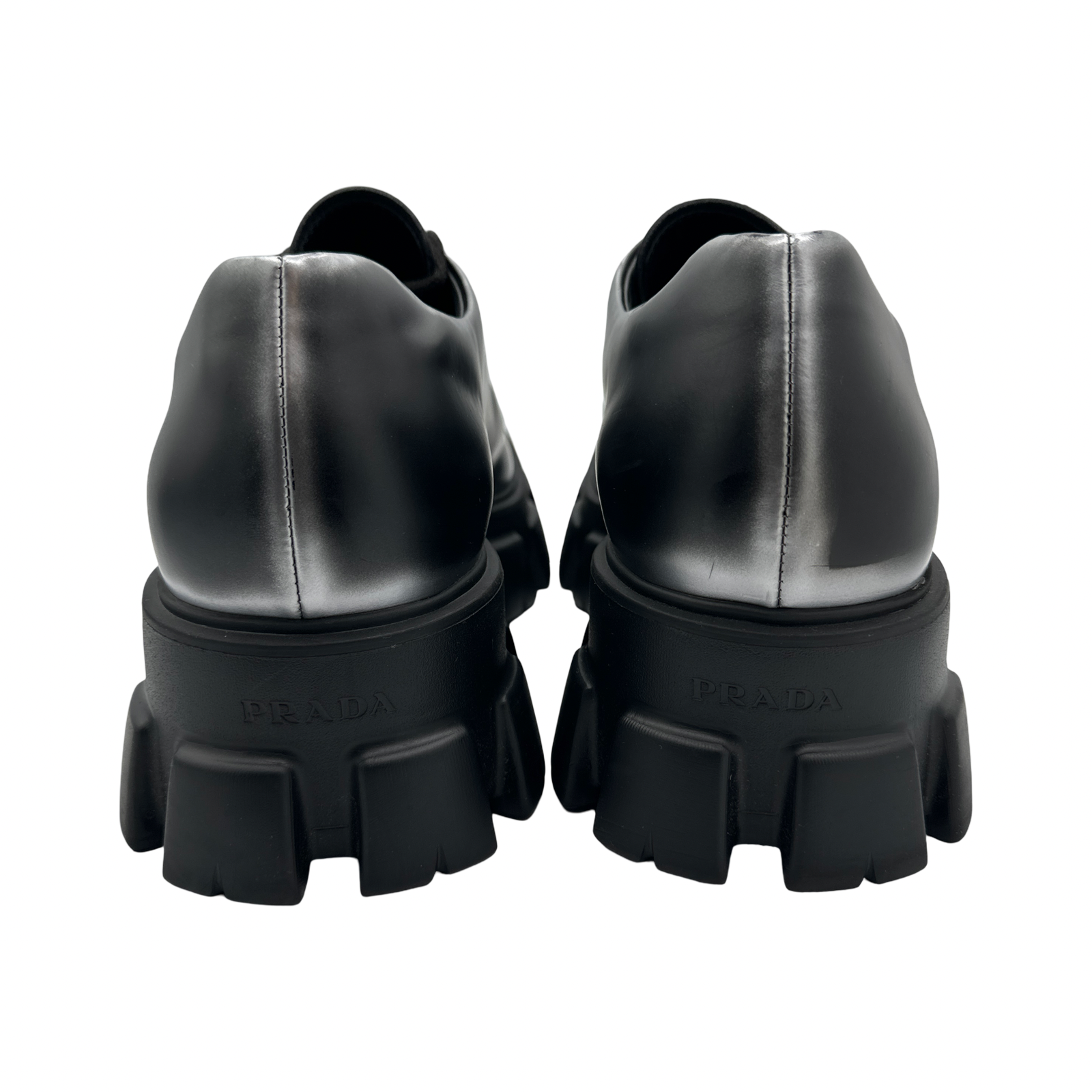 Prada Monolith Brushed Leather Lace-Up Shoes