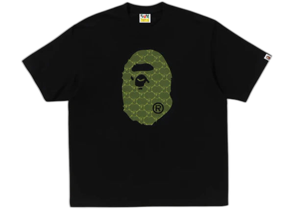 BAPE College Monogram Ape Head Relaxed Fit Tee - Black