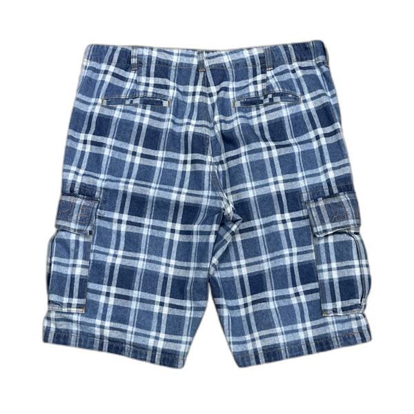 BAPE Flannel Blue Cargo Shorts - Pre-Owned XL