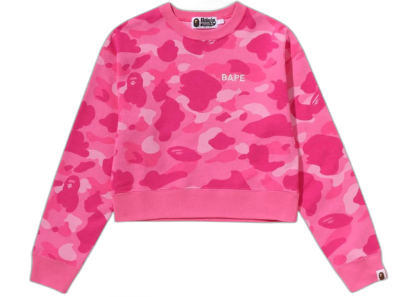BAPE Women's Color Camo Cropped Crewneck Sweatshirt Pink