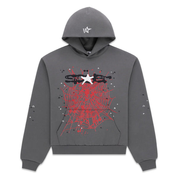 Sp5der Splat Punk Hoodie Grey