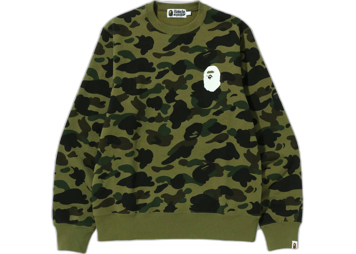 BAPE 1st Camo Ape Head Crewneck Green