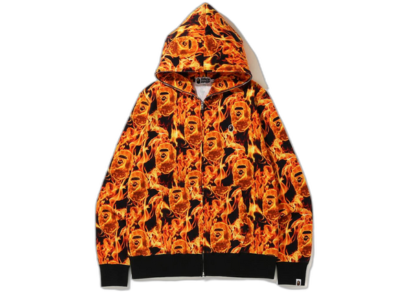 BAPE Flame Wide Full Zip Hoodie Orange