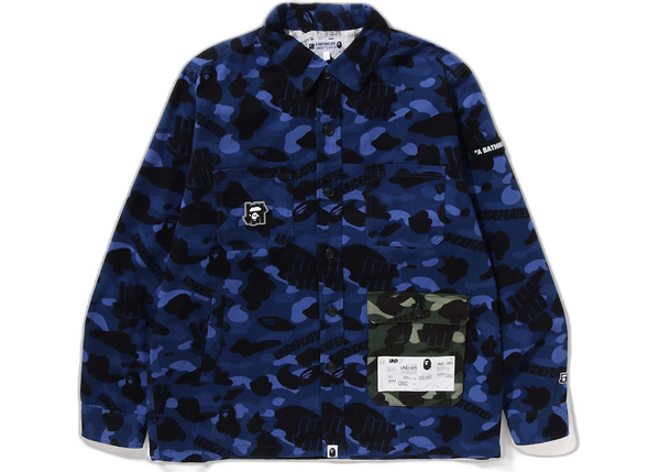BAPE x Undefeated Color Camo Flannel Jacket Navy