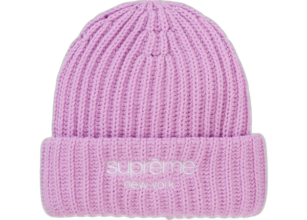 Supreme Chunky Rib Classic Logo Beanie Pink