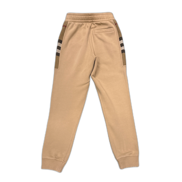 Burberry Check Panel Cotton Blend Sweatpants