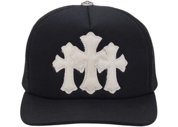 Chrome Hearts White Cemetery Cross CH Trucker Hat Black