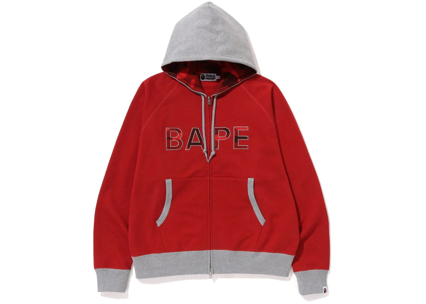 BAPE Color Camo Thermal Patch Loose Fit Zip Hoodie Red