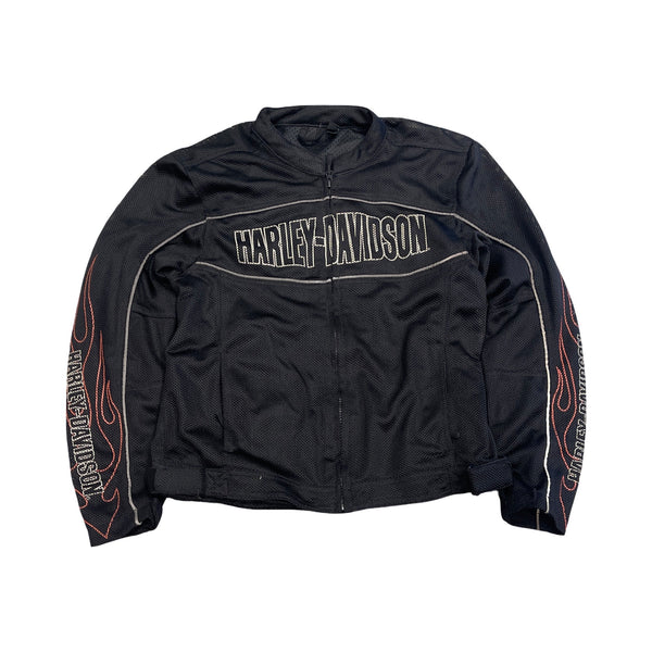Vintage Harley Flames Black Mesh Jacket