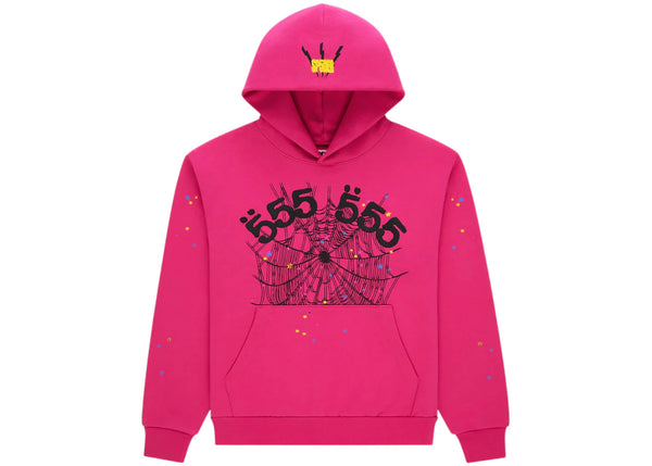 Sp5der Angel Number Hoodie Pink