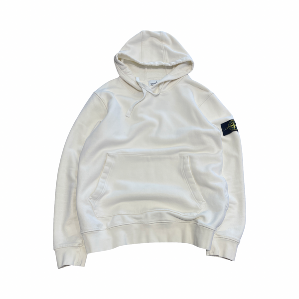 Stone Island Logo Patch Hoodie Cream