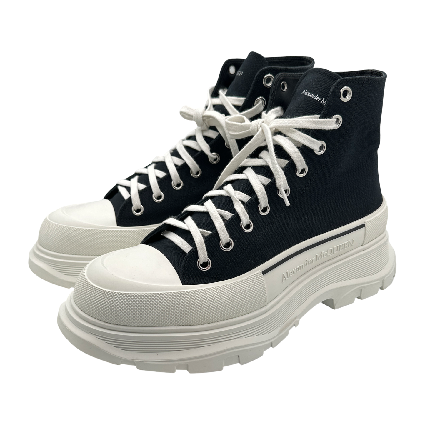 Alexander McQueen Tread Slick Lace Up Boot Black White