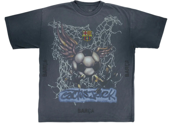 Travis Scott x FC Barcelona Washed Spray Logo Tee Black