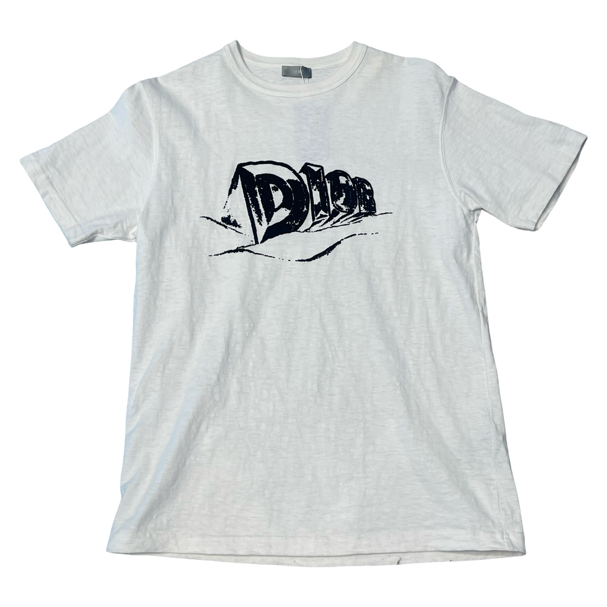 Dior Velour Graphic T Shirt White (Right shoulder Stain)