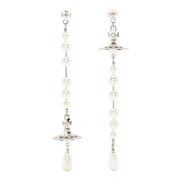 Vivienne Westwood Broken Pearl Earrings Platinum