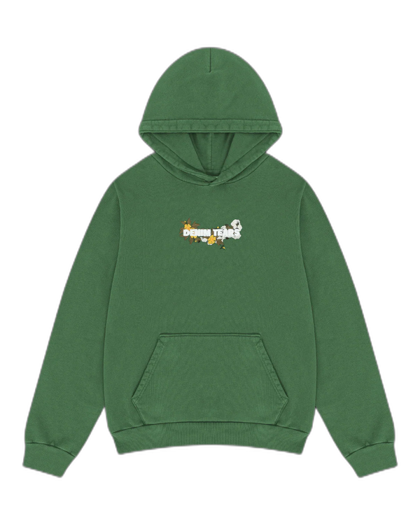 Denim Tears Embroidered Logo Hoodie Green - Stylish Comfort