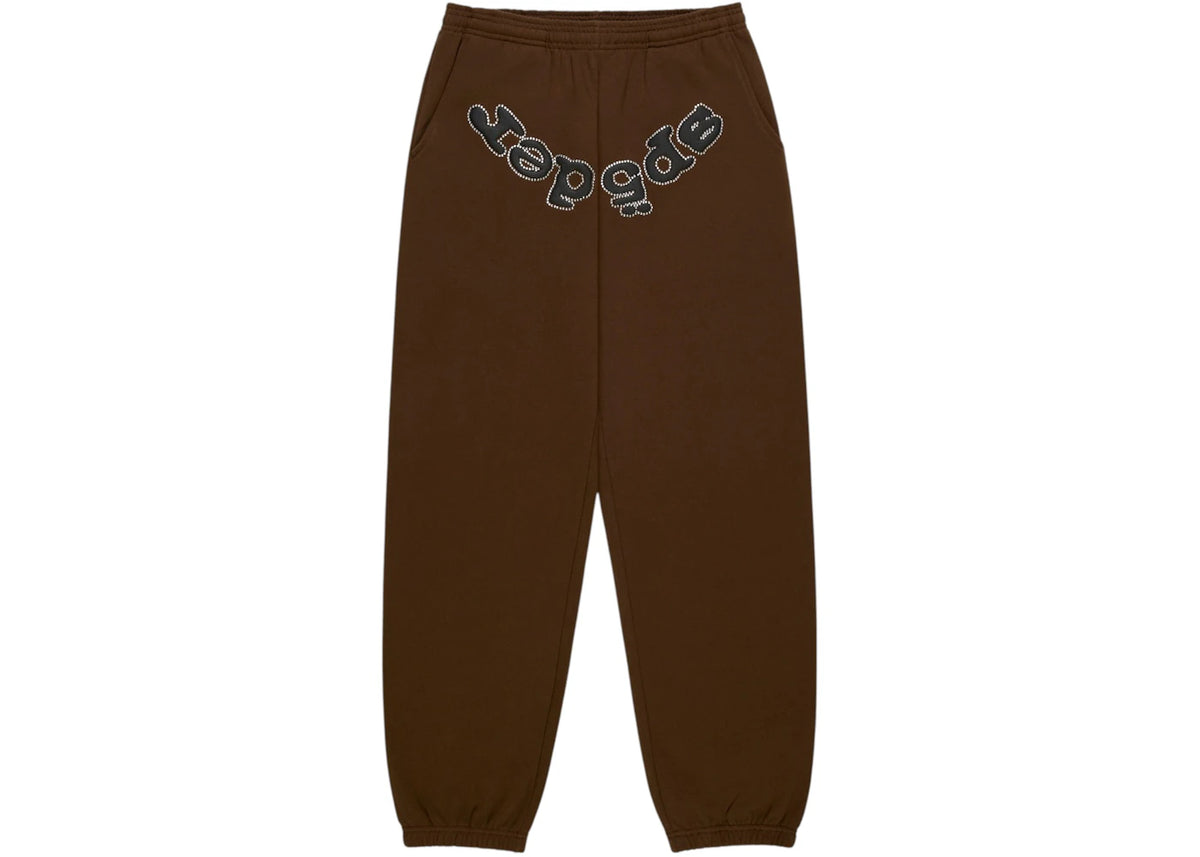 Sp5der Rhinestone OG Logo Sweatpant Brown
