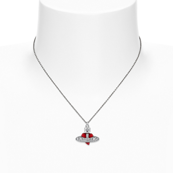 Vivienne Westwood New Diamante Heart Pendant Necklace Pink