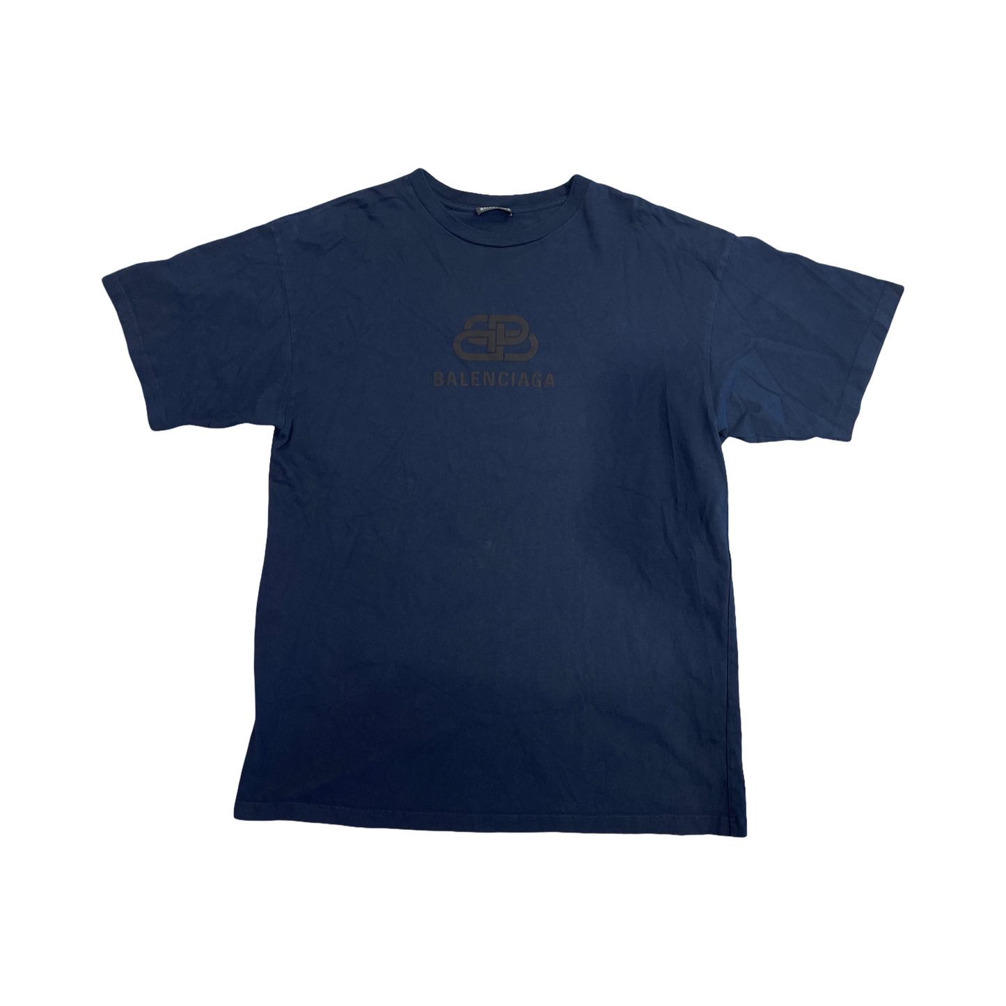 Balenciaga BB Interlock Logo T-Shirt Navy Blue