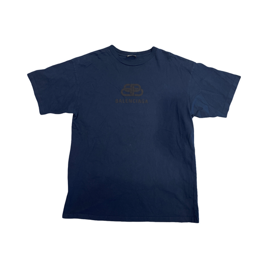 Balenciaga BB Interlock Logo T-Shirt Navy Blue