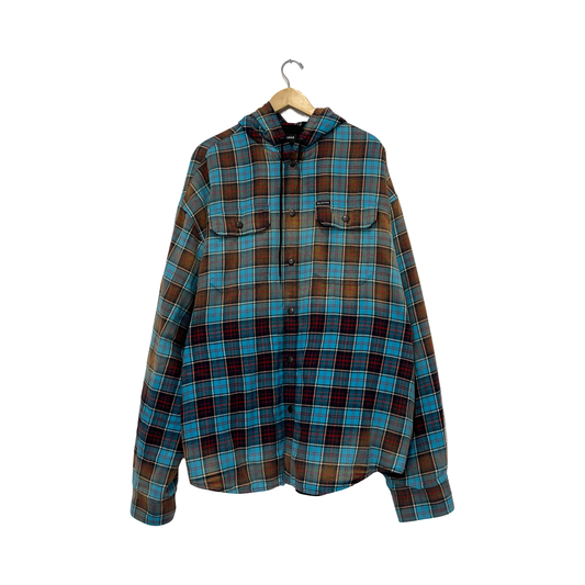 Balenciaga Bleached Plaid Flannel Hooded Shirt Jacket