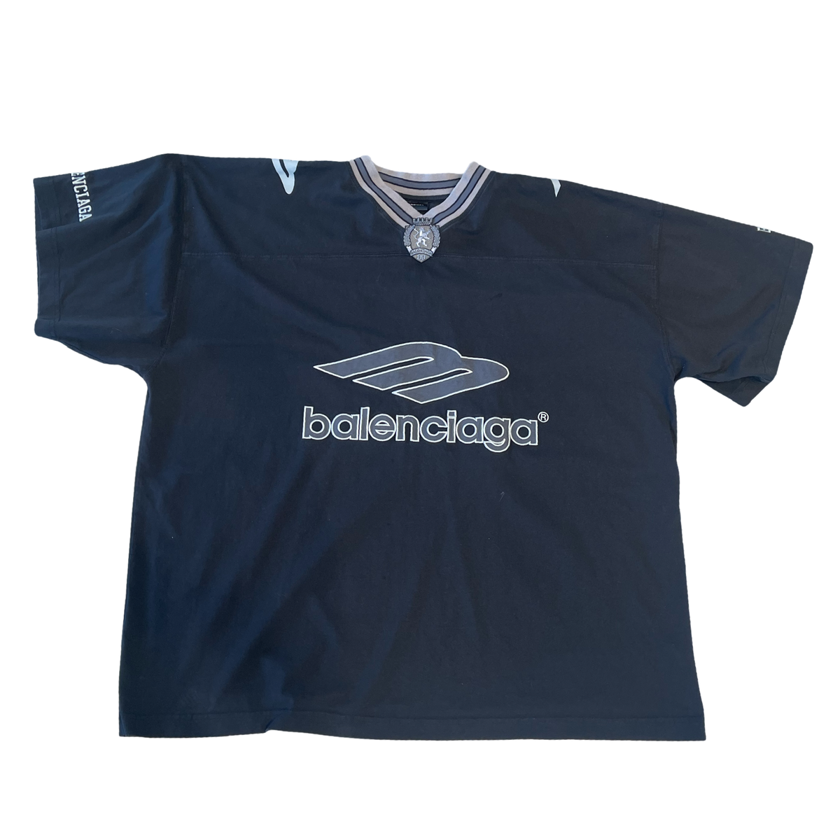 Balenciaga 3B Football V-Neck Oversized T-Shirt