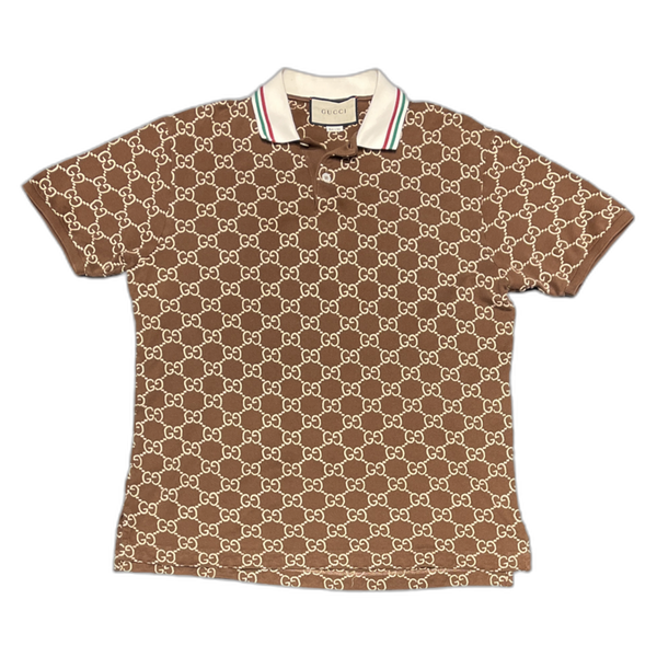 Gucci Logo-Embroidered Cotton Blend Polo in Brown