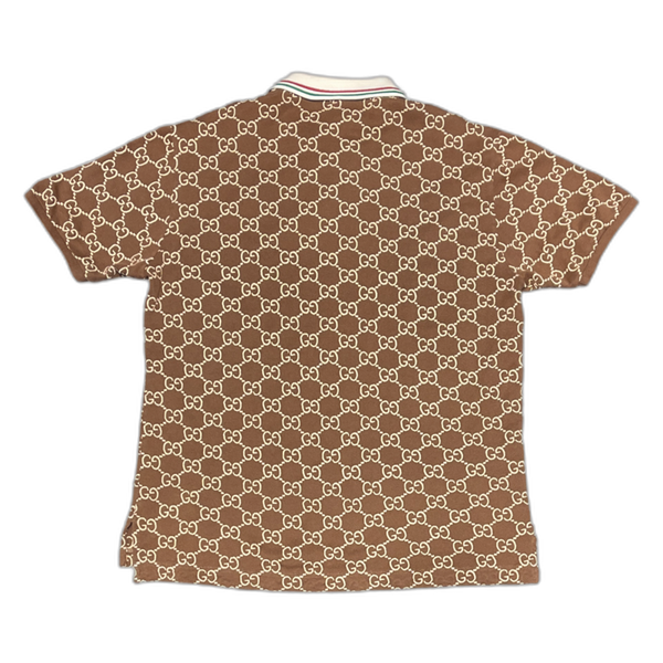 Gucci Logo-Embroidered Cotton Blend Polo in Brown