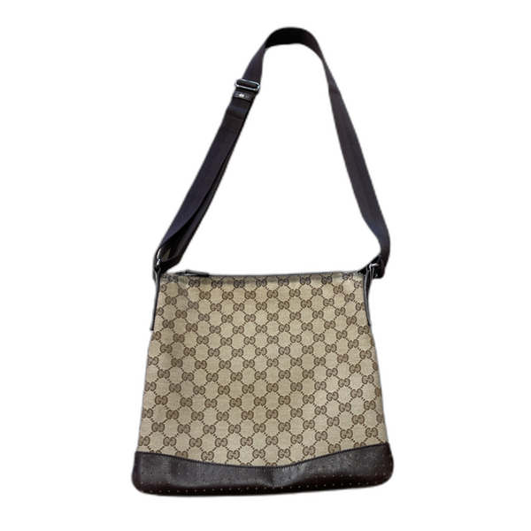 Gucci Shoulder Bag GG Canvas with Leather Trim