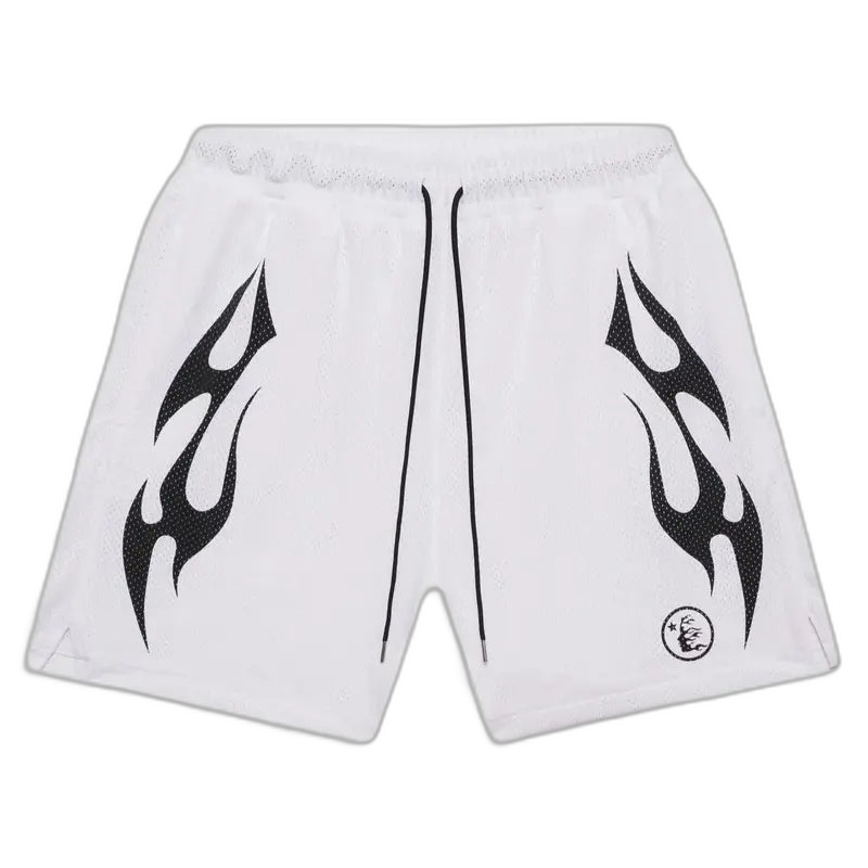 Hellstar Flame Mesh Shorts White - XL