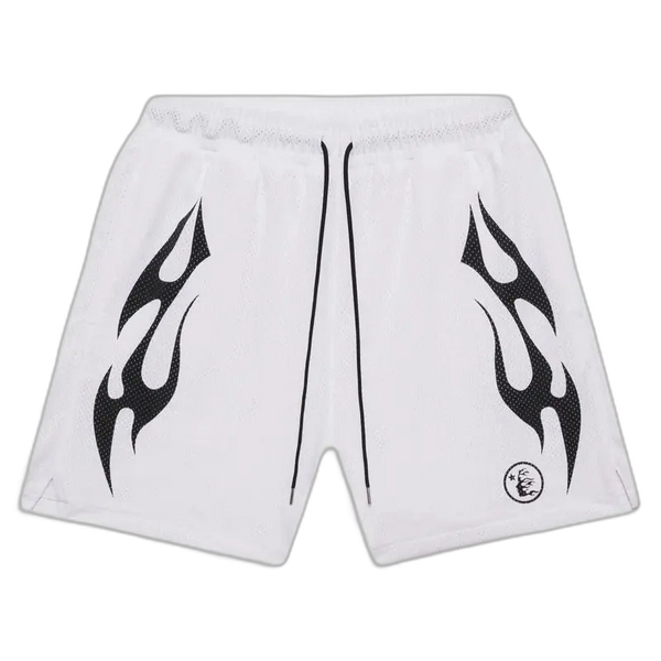 Hellstar Flame Mesh Shorts White - XL