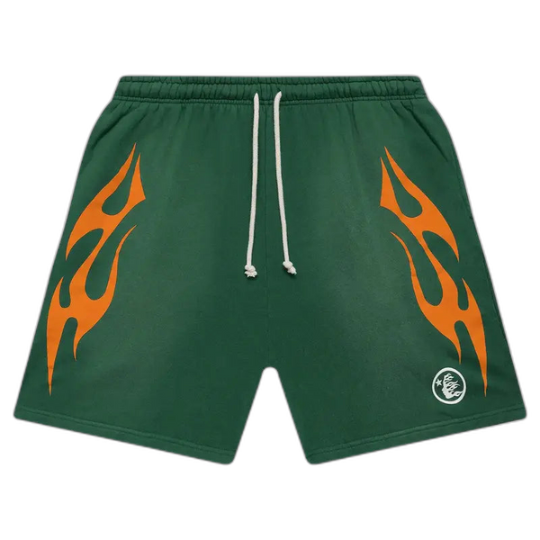 Hellstar Flame Shorts - Green Orange