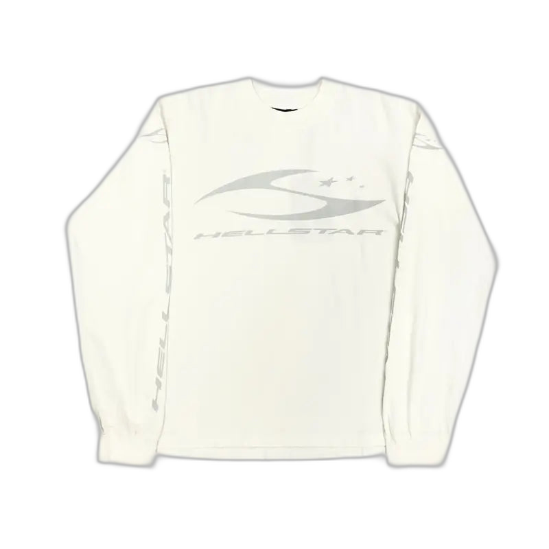 Hellstar White Long Sleeve Cursive T-Shirt