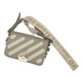 Off-White Beige Striped Binderclip Bag