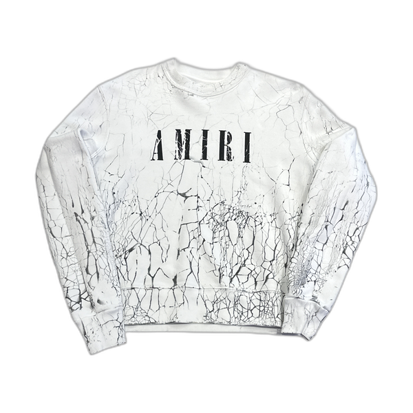 Amiri Logo Cracked Logo Sweatshirt Cream