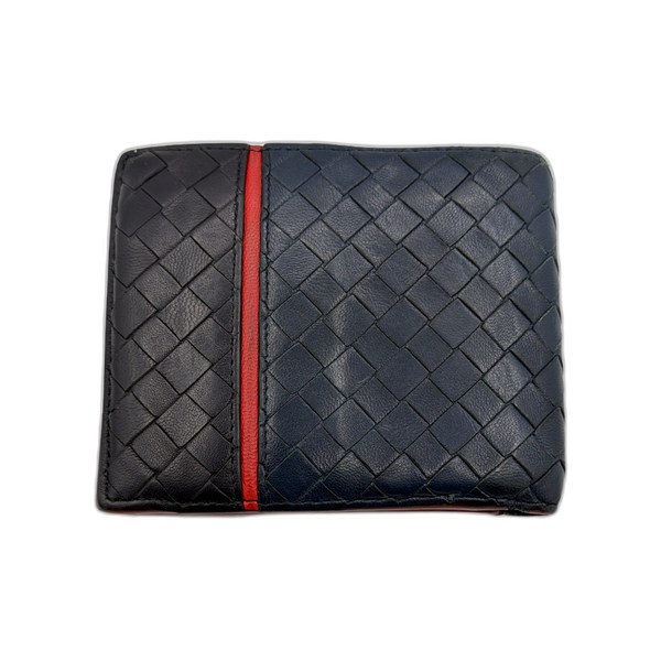 Bottega Veneta Black & Blue Intrecciato Leather Wallet