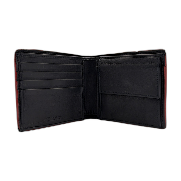 Bottega Veneta Black & Blue Intrecciato Leather Wallet