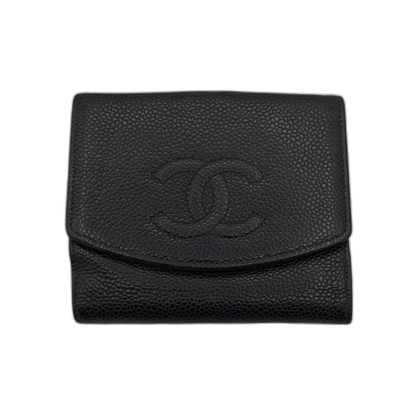 Chanel Black Caviar Leather Bi-Fold Flap Wallet