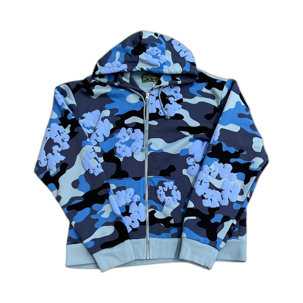 Denim Tears The Cotton Wreath Zip Sweatshirt Blue Camo