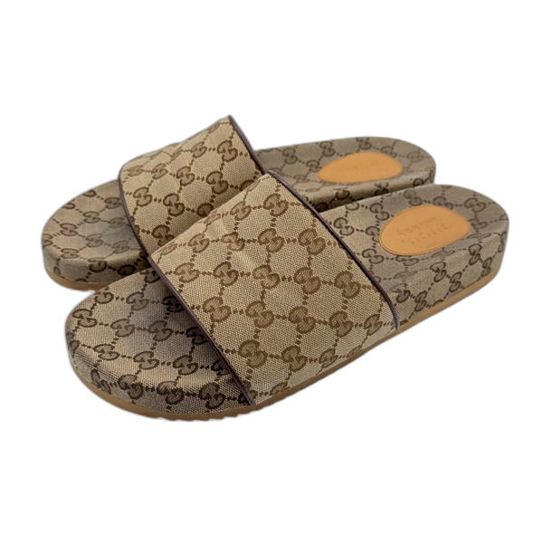 Gucci GG Slide Beige Canvas