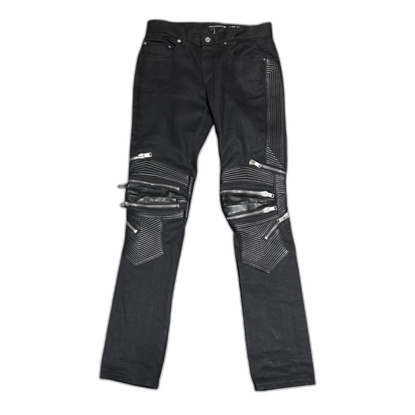 Saint Laurent Paris D02 Split Leather Zipper Jeans