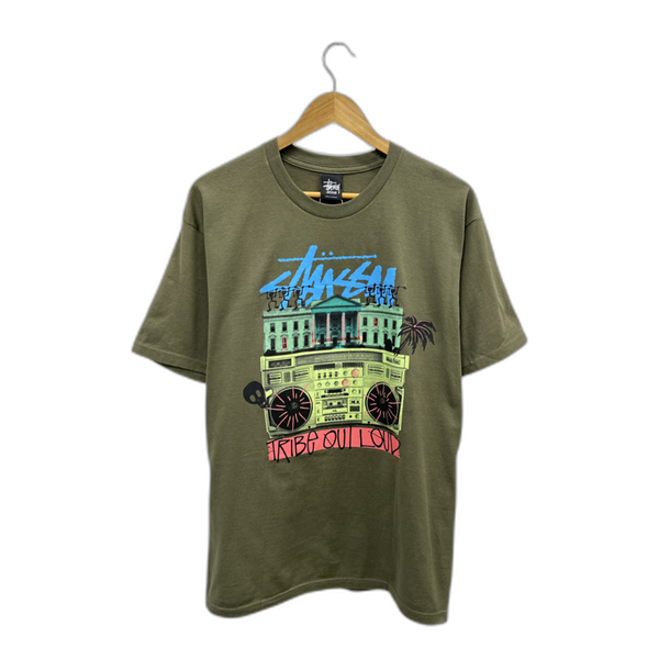 Stussy Tribe Out Loud Boombox Olive Green Tee