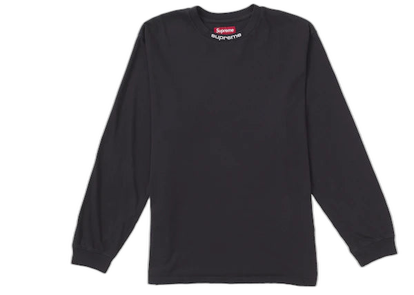 Supreme Embroidered Collar Long Sleeve Top in Black
